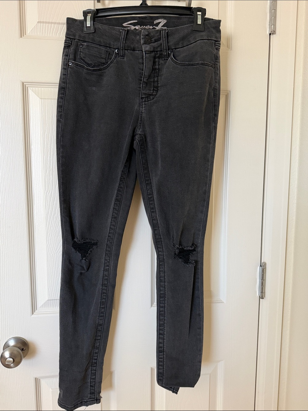 Seven7 Black Jeans with Distressed Knees